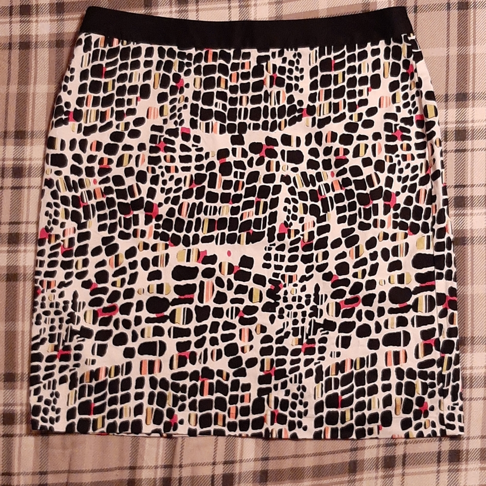 Funky 60s or‎ 70s Mod Retro Style Print Pencil Skirt Groovy Funky